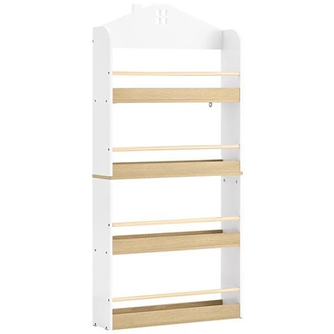 Libreria Montessori Per Bambini A 4 Ripiani Portagiochi In Bianco E Naturale - Foto 1