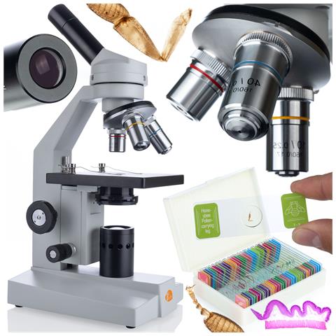 Mikroscopio Biologico Uran Pro Mbup - Testa Monoculare 45° | Obiettivi Achromatici 4x, 40x | Uso Professionale E Didattico - Foto 1