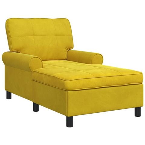 Chaise Lounge con cuscino Giallo 91 x 157 x 91 cm Velluto - Foto 1