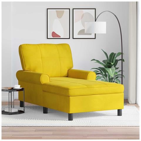 Chaise Lounge con cuscino Giallo 91 x 157 x 91 cm Velluto - Foto 2