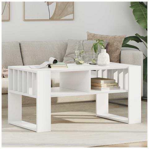 Tavolino da salotto Bianco 92 x 49,5 x 45 cm Legno multistrato - Foto 2