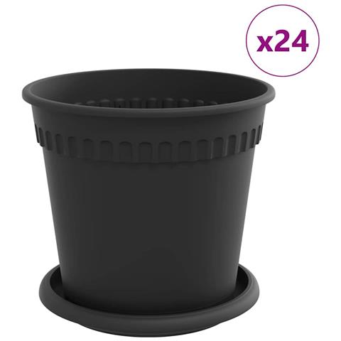 Vasi per Piante 24 pcs Nero Ø 17 x 14 cm Plastica - Foto 1
