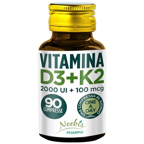 Vitamina D3 + K2 90 Compresse - Vitamina D3 50 mcg + K2 MK-7 100 mcg - Ossa, Denti, Muscoli e Sistema Immunitario - Foto 1