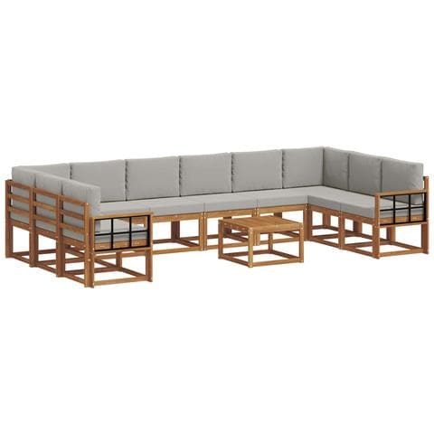 Set di divani da esterno 11 pcs Grigio Naturale e Chiaro - Foto 1
