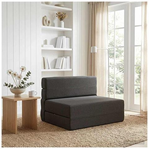 Divano Letto Pieghevole Grigio Scuro 70 x 72 x 60 cm Tessuto - Foto 2