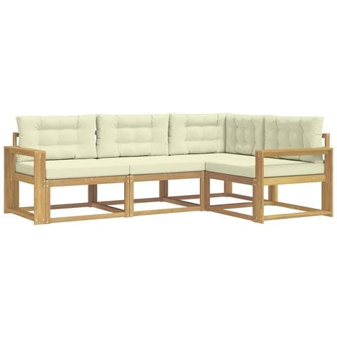 Set di divani da esterno 3 pcs Bianco e Crema Poliestere - Foto 1