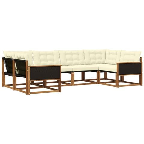 Set di divani da esterno con cuscino 6 pcs Naturale e Crema - Foto 1