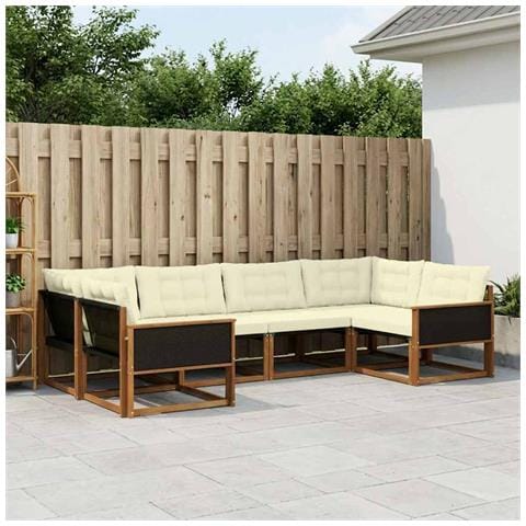 Set di divani da esterno con cuscino 6 pcs Naturale e Crema - Foto 2