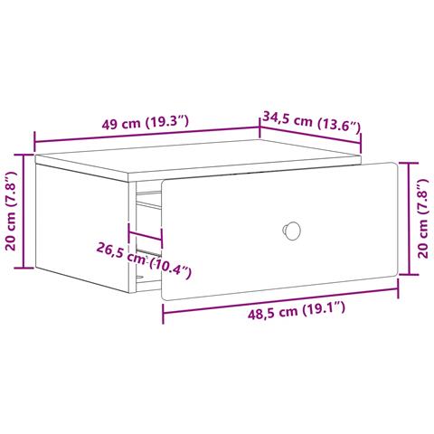 Mobiletto da notte a muro Legno antico 49 x 34,5 x 20 cm - Foto 8