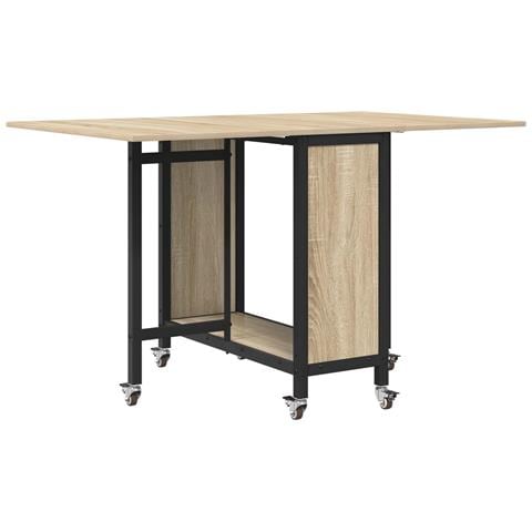 Tavolo da pranzo pieghevole con ruote 130 x 80 x 76,5 cm - Foto 1