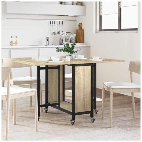 Tavolo da pranzo pieghevole con ruote 130 x 80 x 76,5 cm - Foto 2
