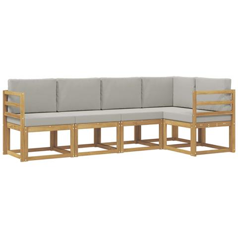 Set di divani da esterno 5 pcs Bianco e Grigio Chiaro - Foto 1