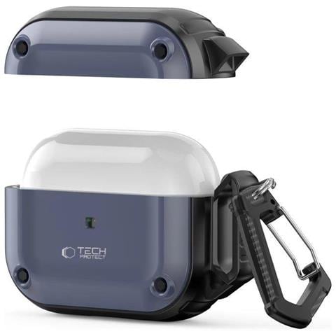 Custodia Con Moschettone Per Apple Airpods Pro 1 / 2 - Blu - Foto 2