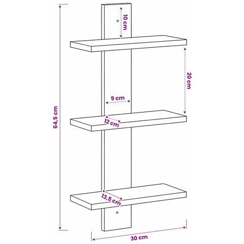 Scaffale da parete Rovere Sonoma 30 x 13.5 x 64.5 cm - Foto 7
