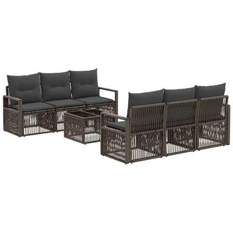 Set Divano da Giardino 7 pz Grigio polyrattan - Foto 1