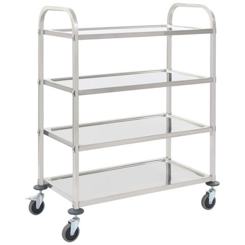 Carrello Da Cucina A 4 Livelli 107x55x125 Cm In Acciaio Inox - Foto 1