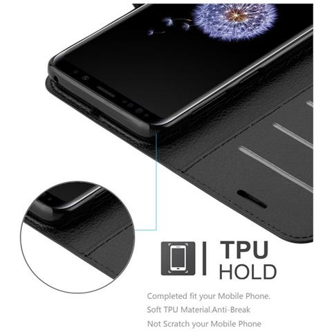 Custodia Compatibile Con Samsung Galaxy S9 Plus In Nero Carbone - Coperchio Protettiva Con Chiusura Magnetica, Funzione Stand E Tasca Per Le Carte - Foto 2