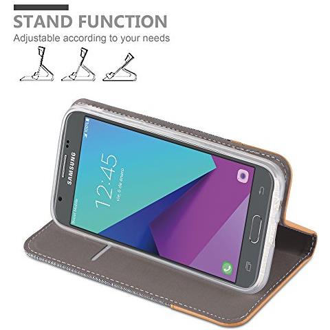 Custodia Compatibile Con Samsung Galaxy J7 2017 (us Version) In Grigio Chiaro Marrone - Coperchio Protettiva Con Chiusura Magnetica, Funzione Stand E Tasca Per Le Carte - Foto 2