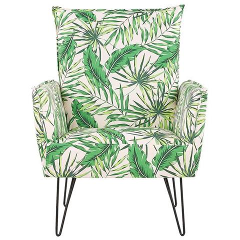 Poltrona A Motivo Floreale Bianco E Verde Ribe - Foto 7