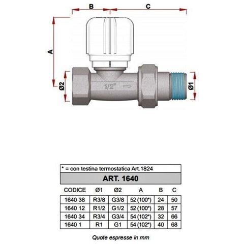 Valvola Termostatizzabile Diritta Cromata Attacco Per Tubo Ferro Articolo 1640 12 Misura 1/2"" Confezione Da 10 Pz - Foto 2