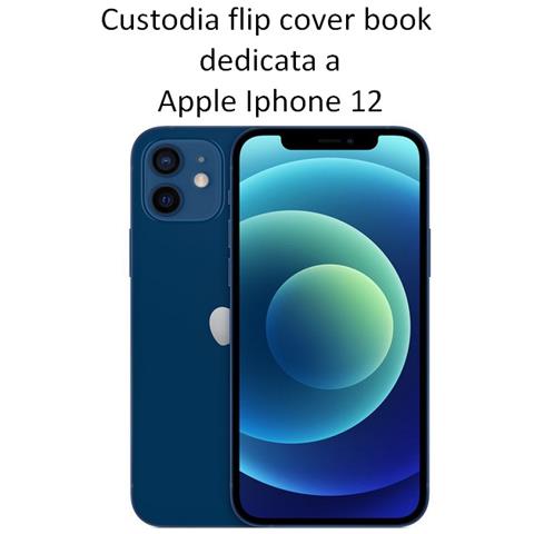 Smart Book Custodia Poket Silicone Flip Cover Case Per Apple Iphone 12 - 12 Pro Blu - Foto 2