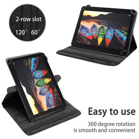 Custodia Per Tablet Compatibile Con Lenovo Smart Tab (10.1 Zoll) In Nero - Coperchio Protettivo A 360 Gradi Fatto Di Finta Pelle Con Funzione Di Stand E Banda Elastica - Foto 2
