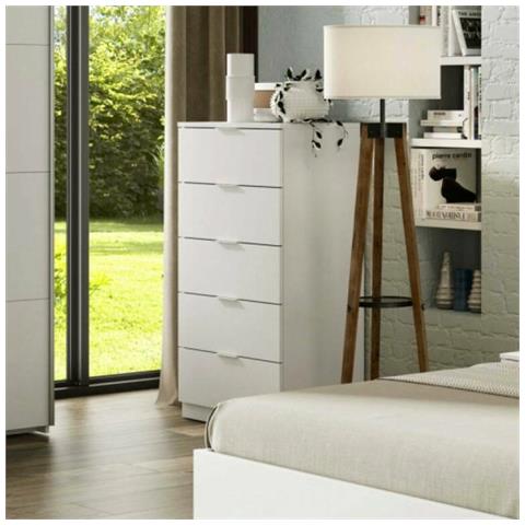 Cassettiera Mesquite, Settimanale A 5 Cassetti, Mobile Comò Per Camera Da Letto, Settimanale Moderno, 60x40h110 Cm, Bianco - Foto 1