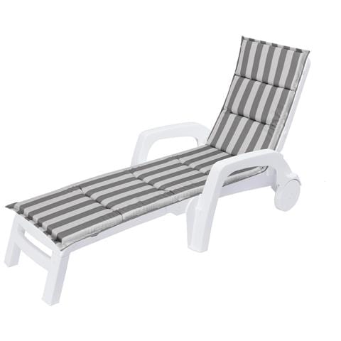 Cuscino Per Lettino Da Giardino, Facile Da Montare, Fodera Per Cuscino Per Lettino Da Giardino, Cuscino Per Sedia A Sdraio - Lunghezza 182 Cm, Larghezza 42 Cm - Strisce Scure - Foto 1