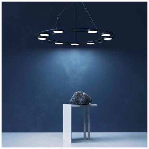 Lampadario A Sospensione Moderno Fad Metallo Nero Acrilico 9 Luci Led 63w - Foto 7