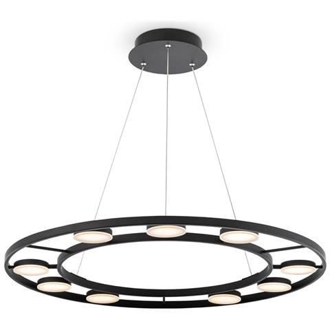 Lampadario A Sospensione Moderno Fad Metallo Nero Acrilico 9 Luci Led 63w - Foto 1