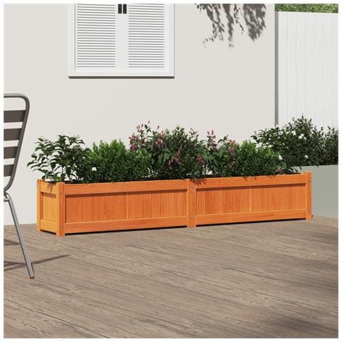 Fioriera Giardino Marrone Cera 180x31x31 Cm Legno Massello Pino - Foto 3
