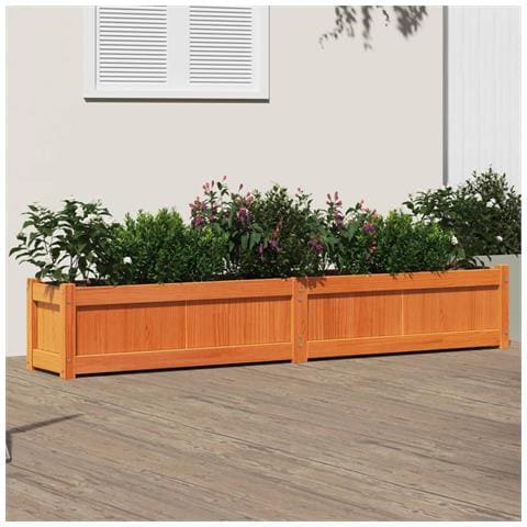 Fioriera Giardino Marrone Cera 180x31x31 Cm Legno Massello Pino - Foto 1