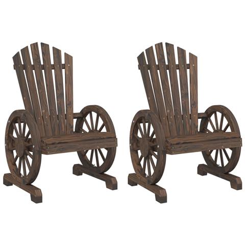 Sedie Da Giardino Adirondack 2 Pz In Legno Massello Di Abete - Foto 2