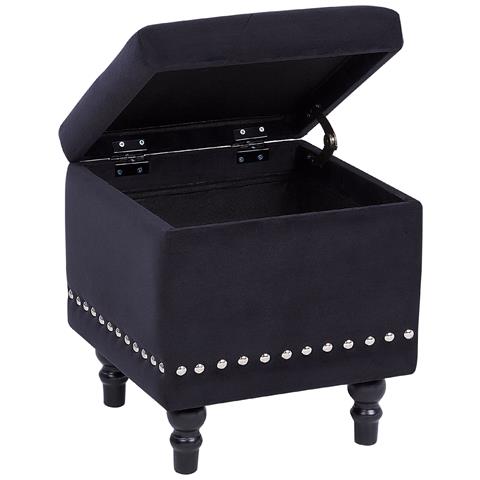 Pouf Contenitore Loretto Velluto Nero - Foto 2