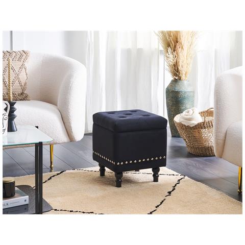 Pouf Contenitore Loretto Velluto Nero - Foto 1