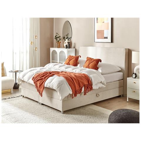 Letto Boxspring Tessuto Beige 160 X 200 Cm Minister - Foto 1