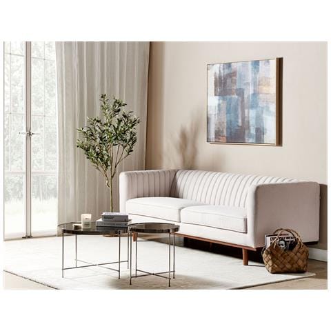 Divano 3 Posti Skaule Tessuto Beige - Foto 1