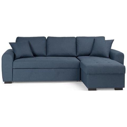 Divano Angolare Trasformabile Reversibile - 4 Posti - Tessuto Blu - Hamilton - 244 X 151 X 90 - Foto 1
