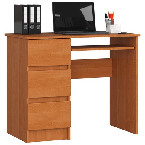Scrivania per computer A6 sinistro, 3 cassetti, 90x50x77 cm, Colore Ontano - Foto 1