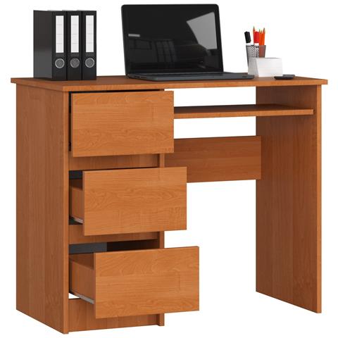 Scrivania per computer A6 sinistro, 3 cassetti, 90x50x77 cm, Colore Ontano - Foto 2