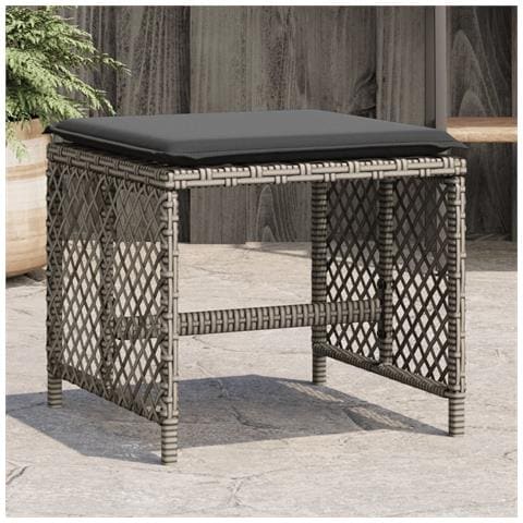 Sgabelli Giardino Con Cuscini 4pz Grigi 41x41x36cm Polyrattan - Foto 1