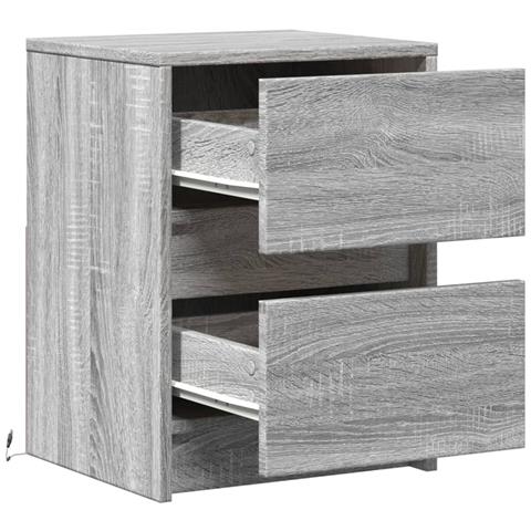 Comodini Con Luci Led 2pz Grigio Sonoma In Legno Multistrato - Foto 10