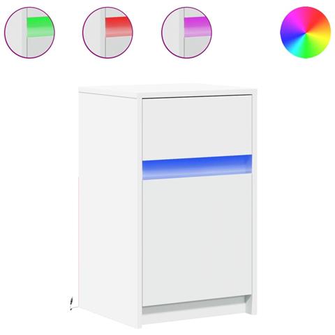 Comodino Con Luci Led Bianco In Legno Multistrato - Foto 2