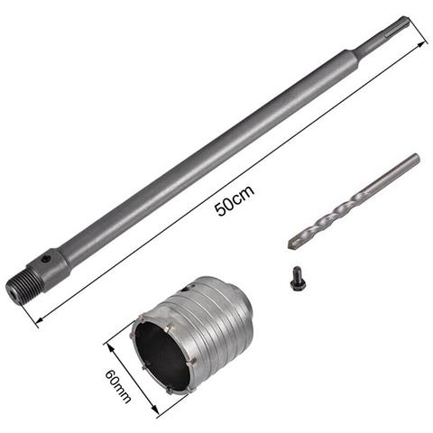 Fresa Per Muro A Tazza 60 Mm Asta Prolunga 50 Cm Per Trapano Attacco Sds Plus - Foto 1