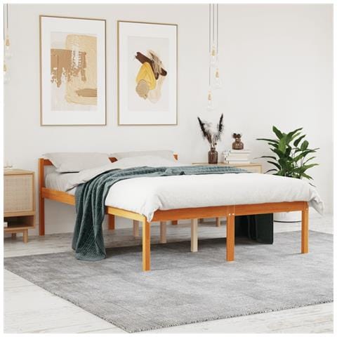 Letto Per Anziani Marrone Cera 120x190cm Legno Massello Di Pino - Foto 1