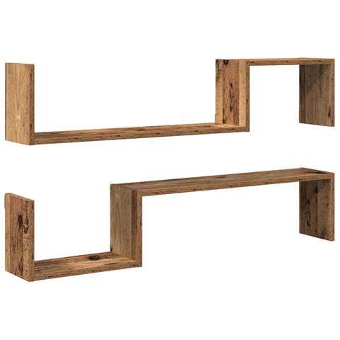 Scaffali Da Parete 2 Pz Legno Antico 100x15x20 Cm Multistrato - Foto 2