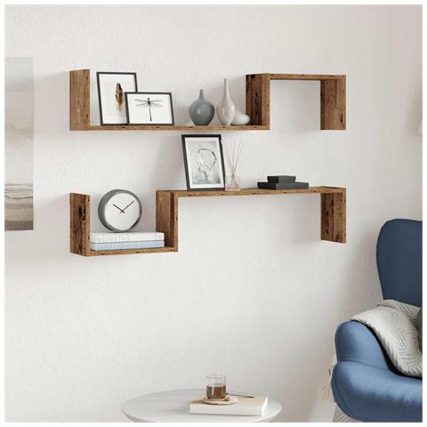 Scaffali Da Parete 2 Pz Legno Antico 100x15x20 Cm Multistrato - Foto 3