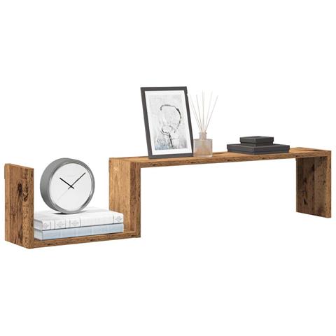 Scaffali Da Parete 2 Pz Legno Antico 100x15x20 Cm Multistrato - Foto 1