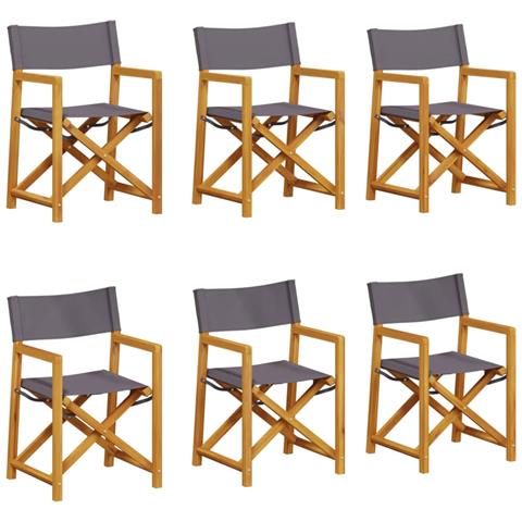 Sedie da Giardino Pieghevoli 6 pz Grigio Scuro in Tessuto - Foto 1