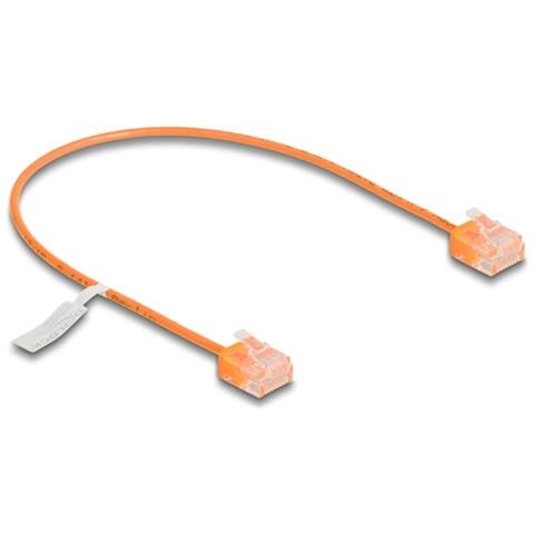 Cavo di rete RJ45 Cat. 6 UTP Ultra Slim 0,3 m arancione con connettori corti - Foto 1
